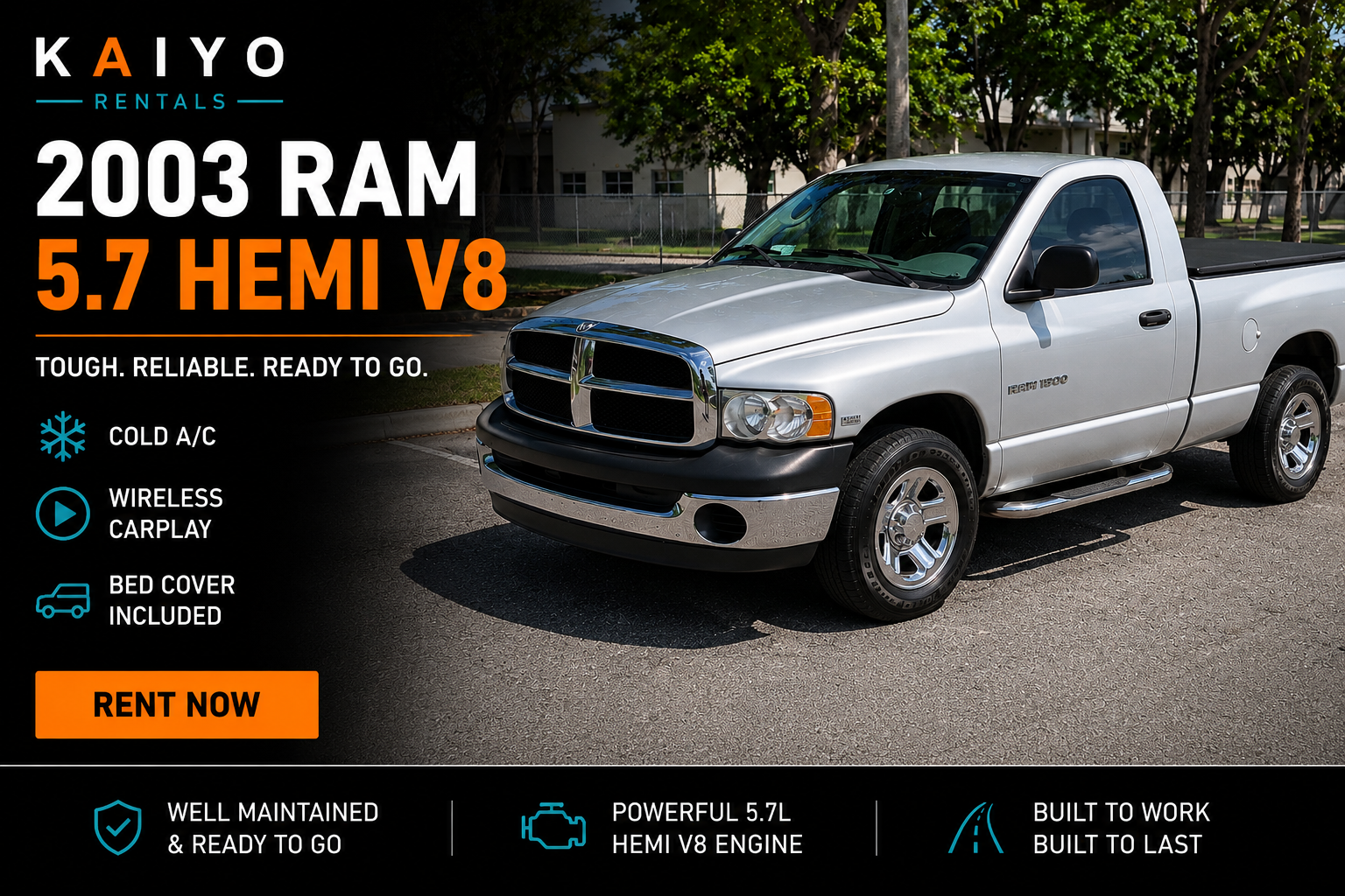 2003 Dodge Ram 1500 • 5.7L HEMI V8 • Bed Cover wireless CarPlay
